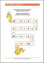 Radni listić iz matematike Lančana računica - vježbe računanja s brojevima do 100