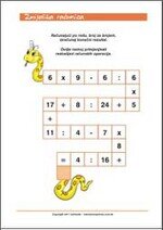 Radni listić iz matematike Lančana računica - vježbe računanja s brojevima do 100