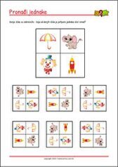 Pronađi parove - PDF listići za djecu Spoji jednake slike! - radni listići za percepciju i koncentraciju za djecu